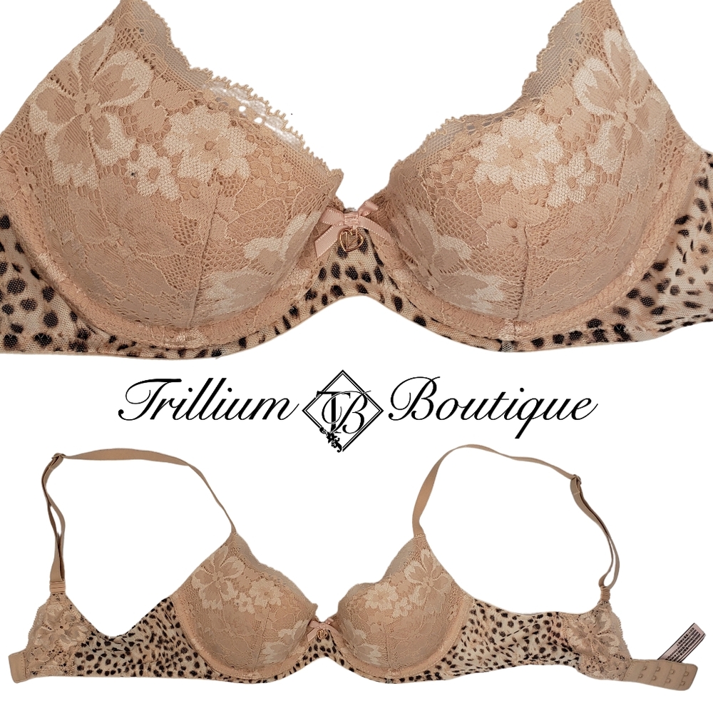 Victoria's Secret Body By Victoria Lightly Lined Lace & Mesh Demi Bra 32B